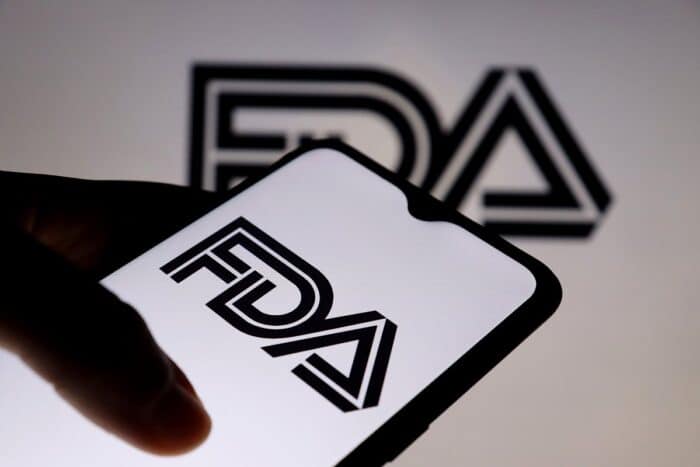 FDA logo on smartphone screen.