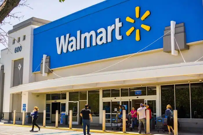 Exterior of a Walmart store.
