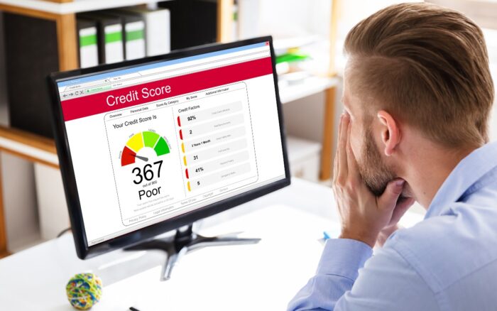 Poor Online Credit Score Rating On Computer, Equifax credit score error