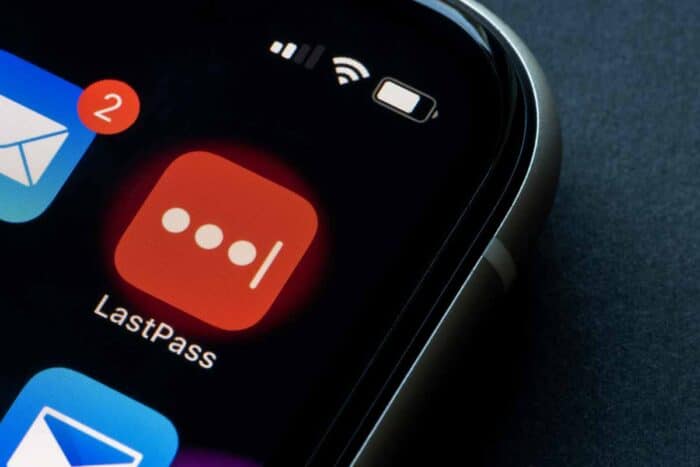 LastPass mobile app icon is seen on an iPhone.