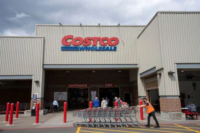 The entrance to the Costco Wholesale Store in Clackamas, Oregon - dolphin safe tuna