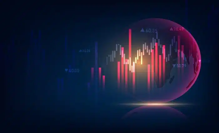 World business graph or chart stock market or forex trading graph.