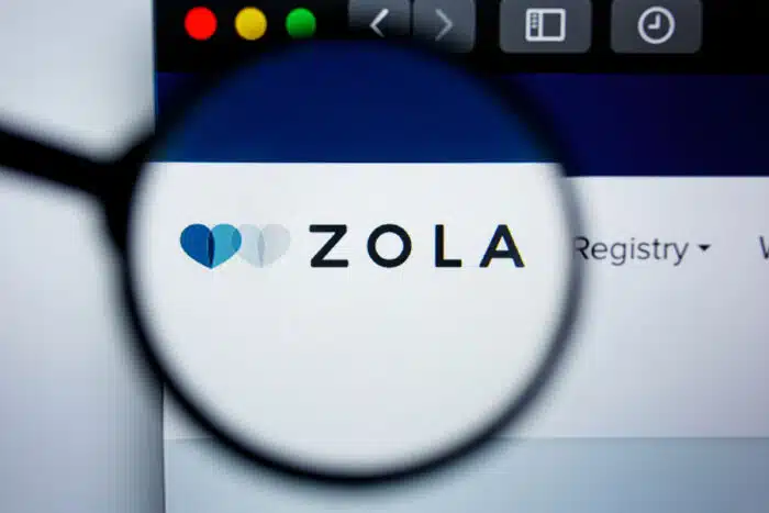 Illustrative Editorial of ZOLA.COM website homepage.