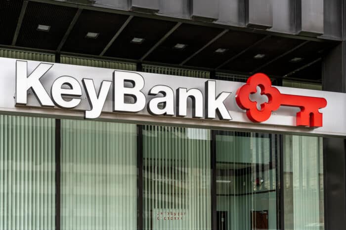 Close up of an exterior KeyBank location.