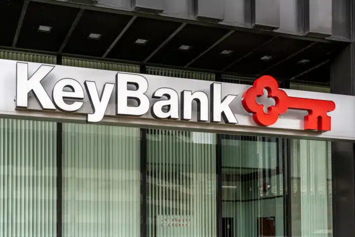 Close up of an exterior KeyBank location.