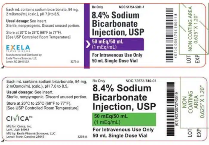 Product photo of recalled sodium bicarbonate.