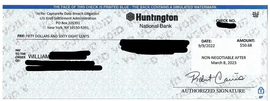 CaptureRx FB 9-13-22 settlement payment