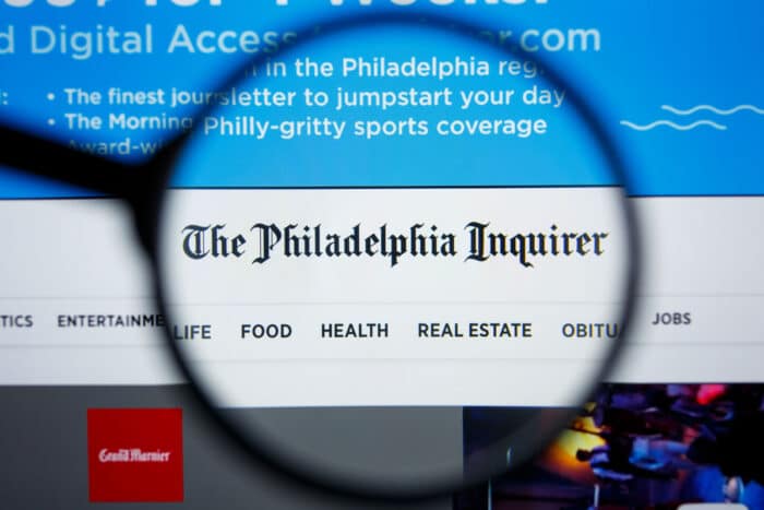 Illustrative Editorial of INQUIRER.COM website homepage.