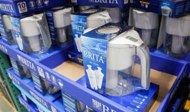 A view of several packs of Brita water filter kits, on display at a local big box grocery store.