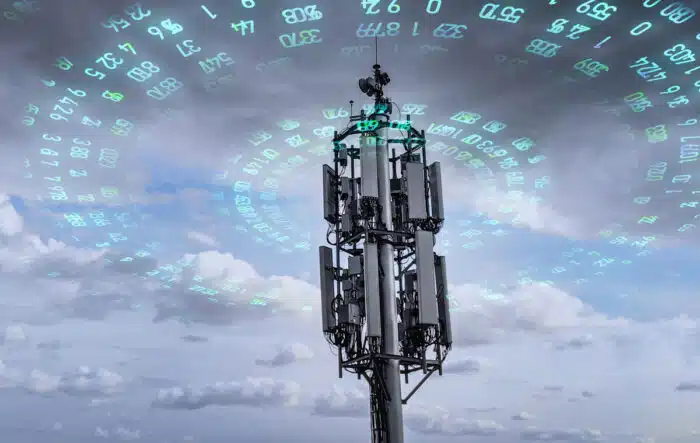 telecommunication tower transmitting digits signals of cellular mobile 5G - verizon robocall