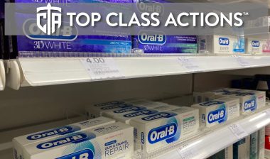 Oral-B toothpaste on grocery shelf