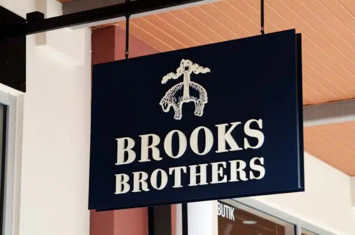 Close up of Brooks Brothers signage.