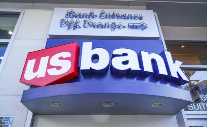 Close up of US Bank signage.