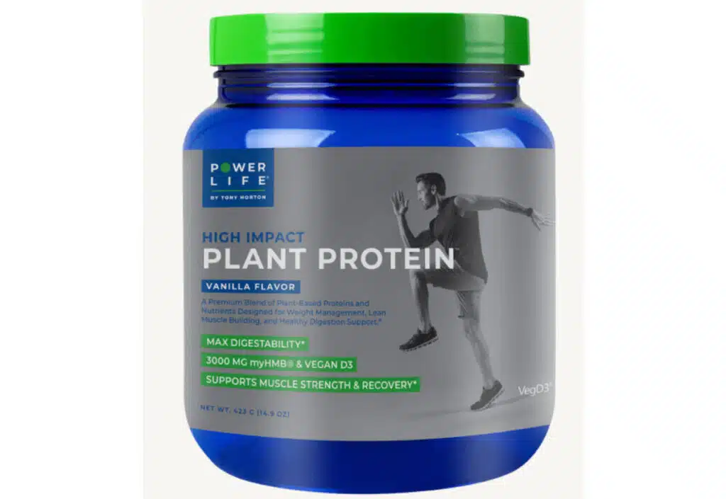 Product photo of recalled protein powder by Power Life.