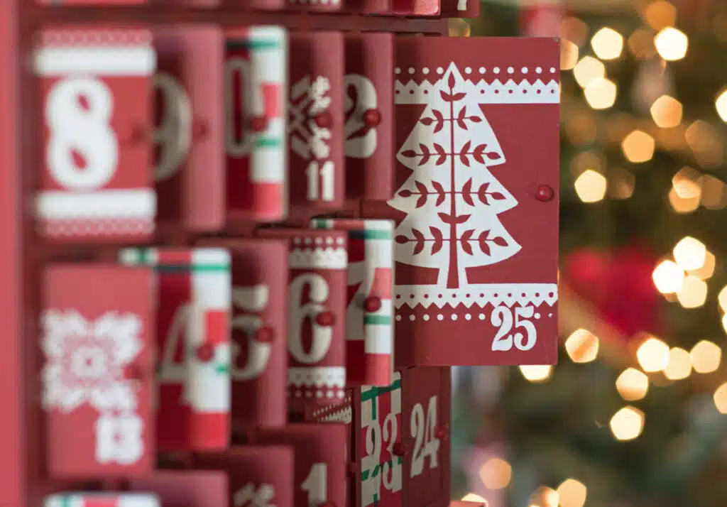 Close up of an advent calendar.