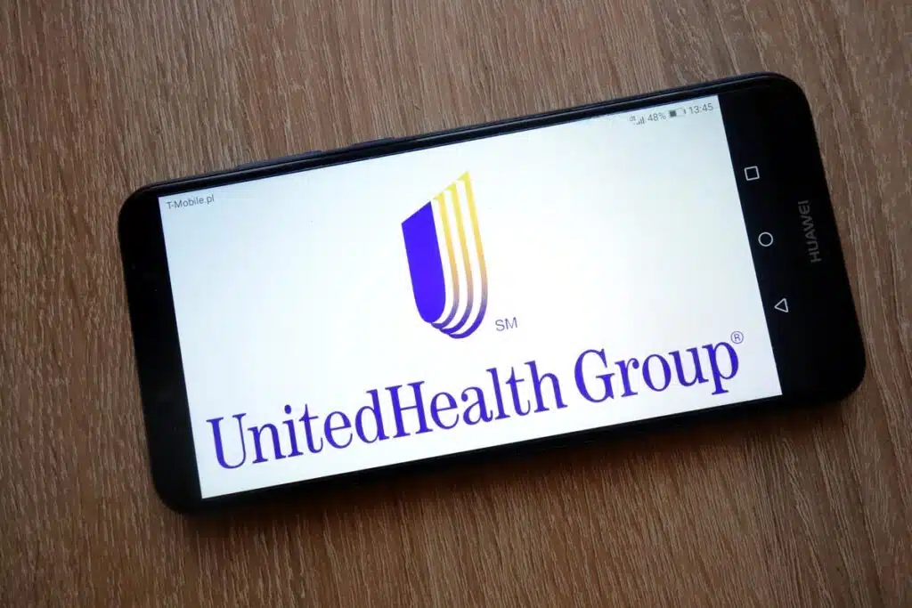 UnitedHealth Group logo displayed on smartphone