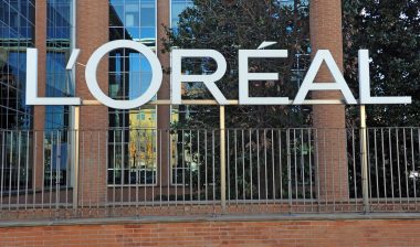 Close up of L'Oreal signage.