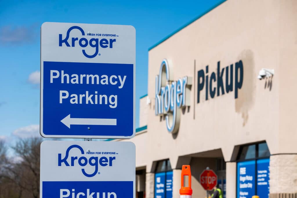 Close up of Pharmacy Parking signage.