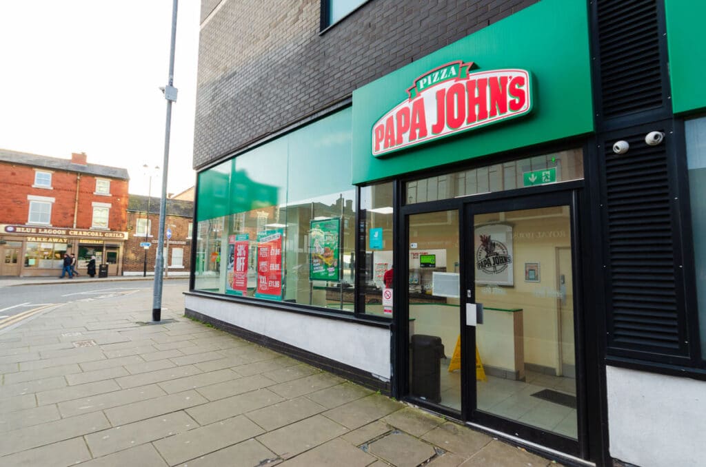 Exterior of a Papa Johns location.