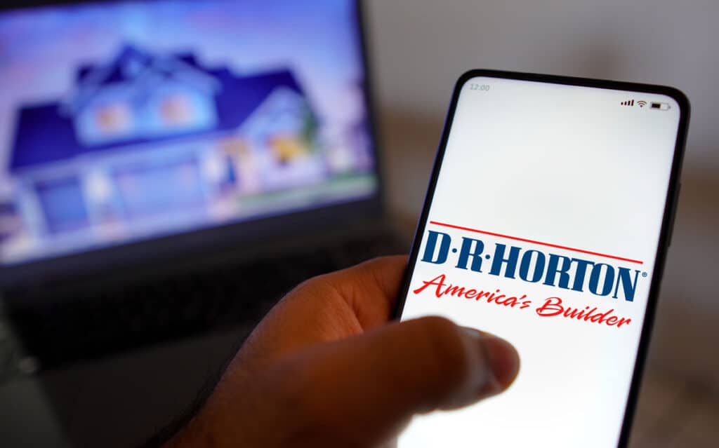 Close up of Dr Horton logo seen on smartphone screen.