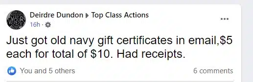 Old Navy FB 12-16-22 class action settlement payments