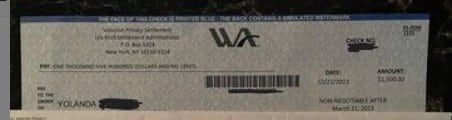 Volusion Data Breach check 1-5-23 class action settlement payments