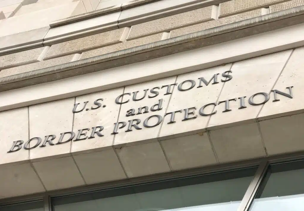 Close up of U.S. Customs and Border Protection signage.
