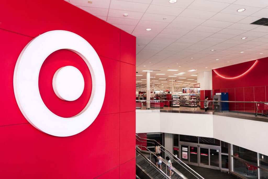 Target symbol displayed at the entrance to a store.