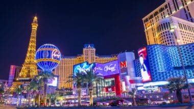 Various hotels on the Las Vegas strip.