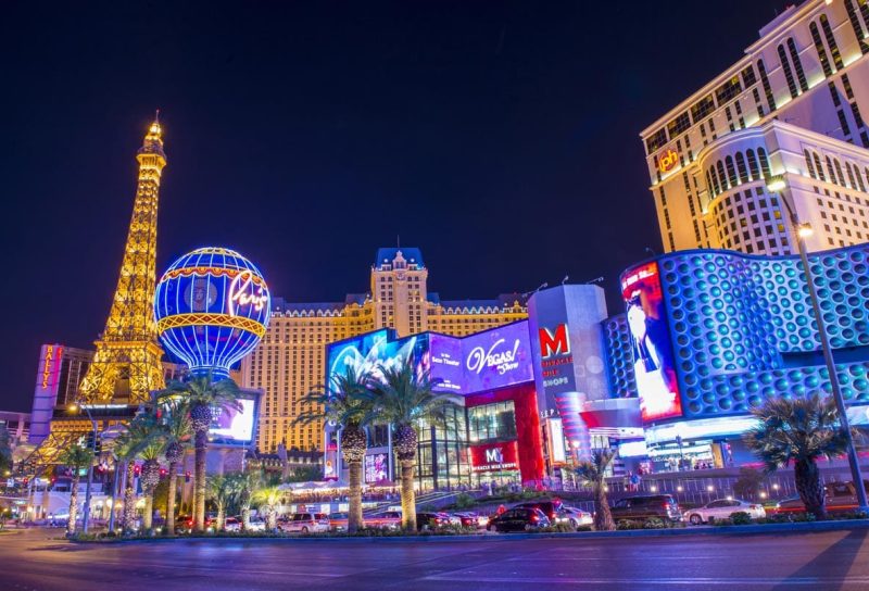 Various hotels on the Las Vegas strip.