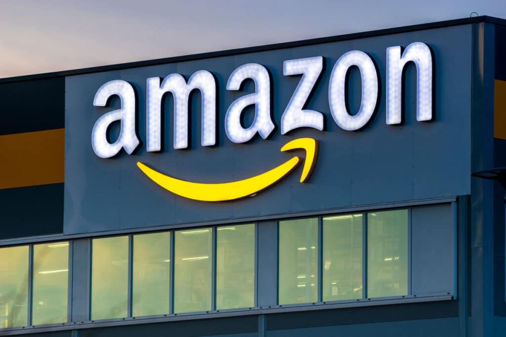 Close up of Amazon signage.
