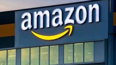 Close up of Amazon signage.