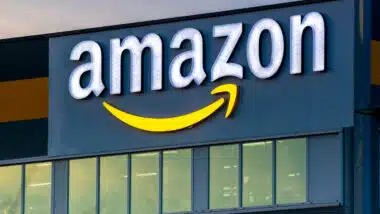 Close up of Amazon signage.