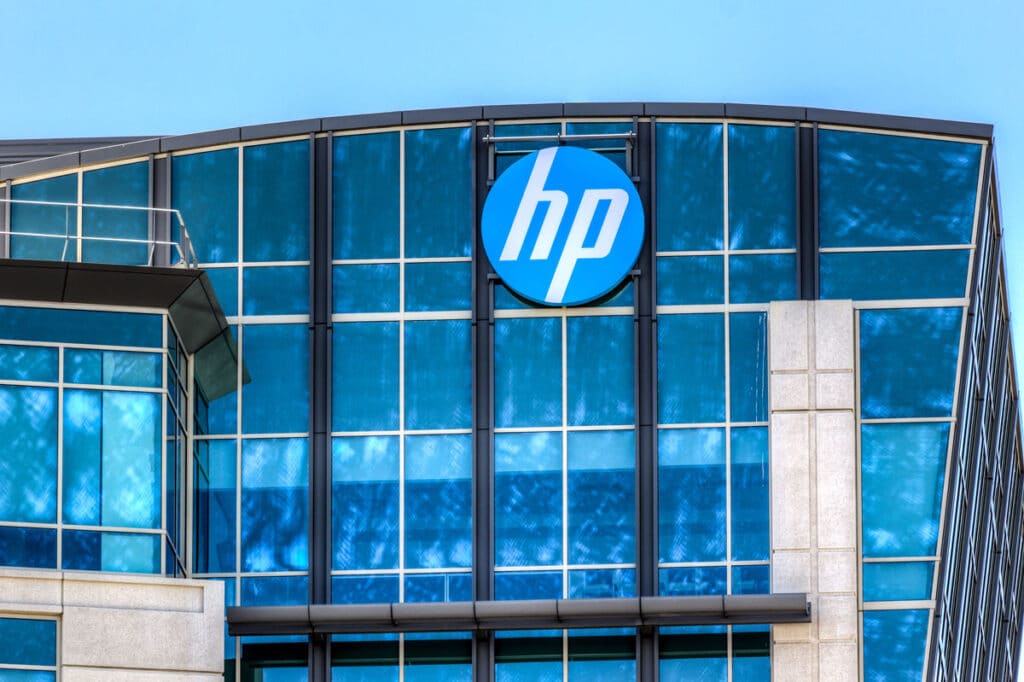 Exterior of the HP building against a blue sky, representing the HP class action settlement.