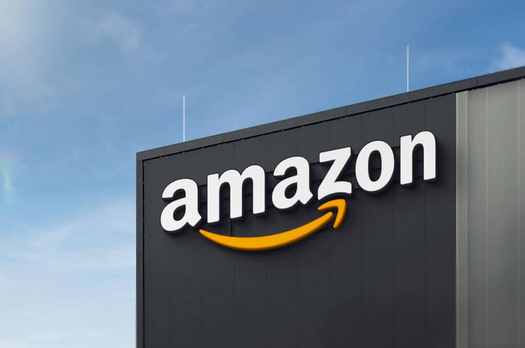 Close up of Amazon signage.
