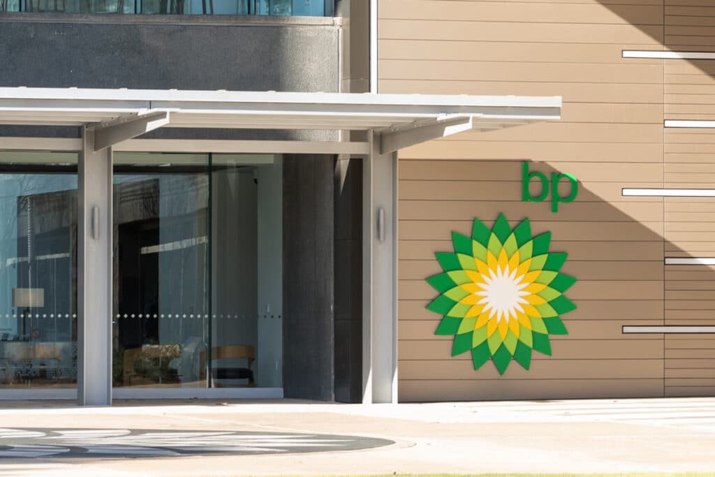 Close up of BP Coporation North America.
