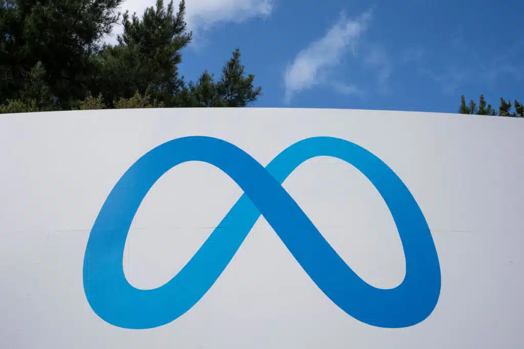 Closeup of the Meta logo seen outside the Meta Platforms headquarters - data scraping