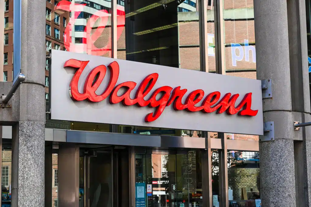Close up of Walgreens signage.