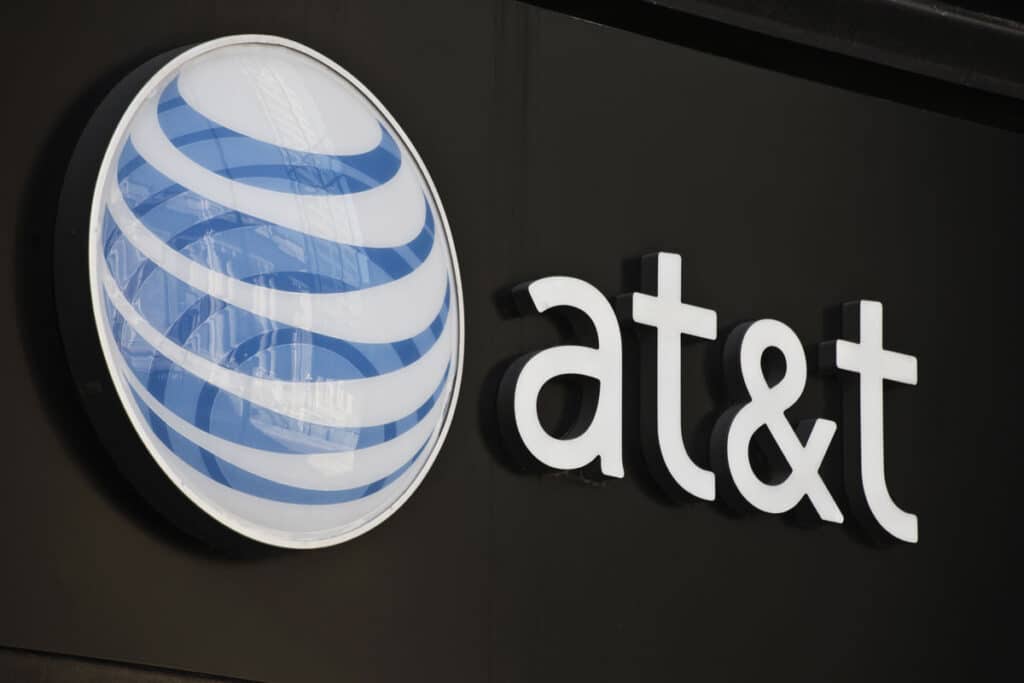 Close up AT&T signage.