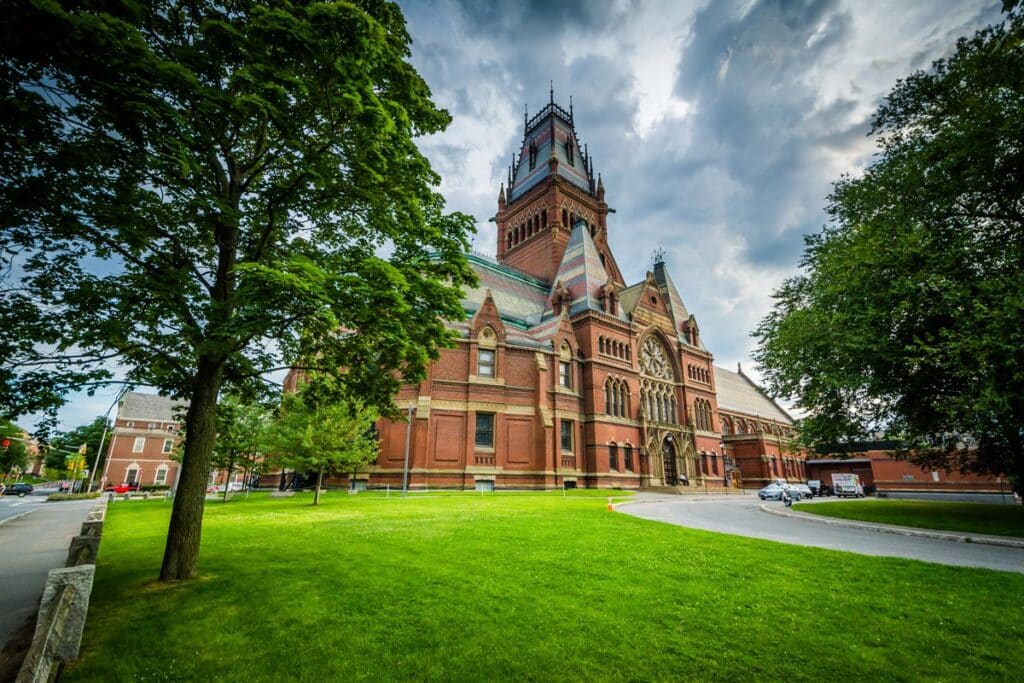 The Harvard Memorial Hall, at Harvard University, in Cambridge, Massachusetts.