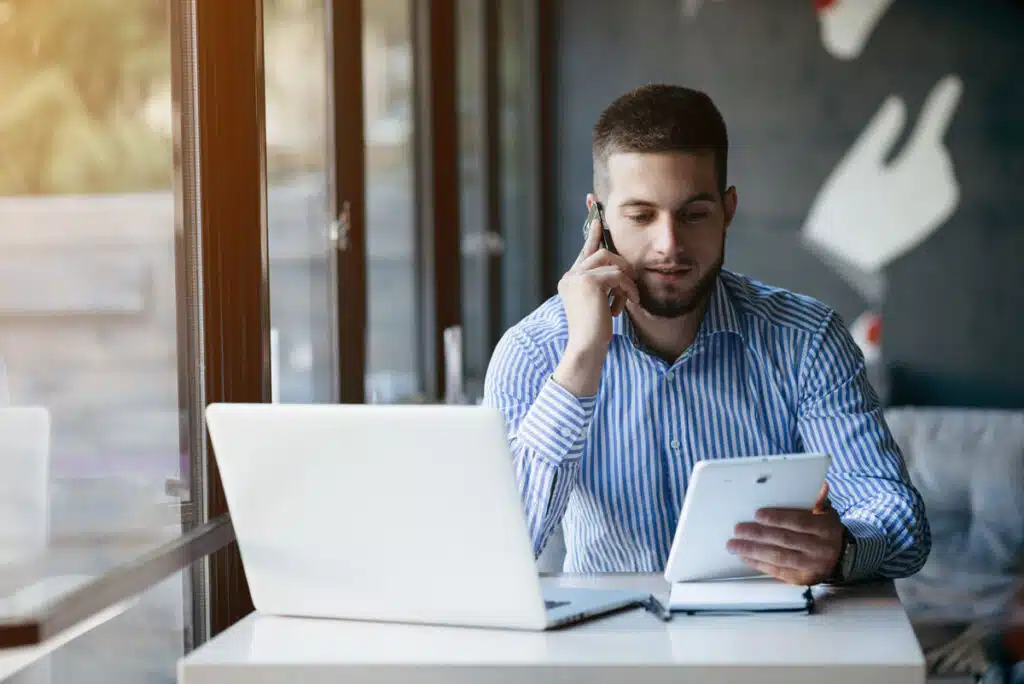 A young man working from home - remote work