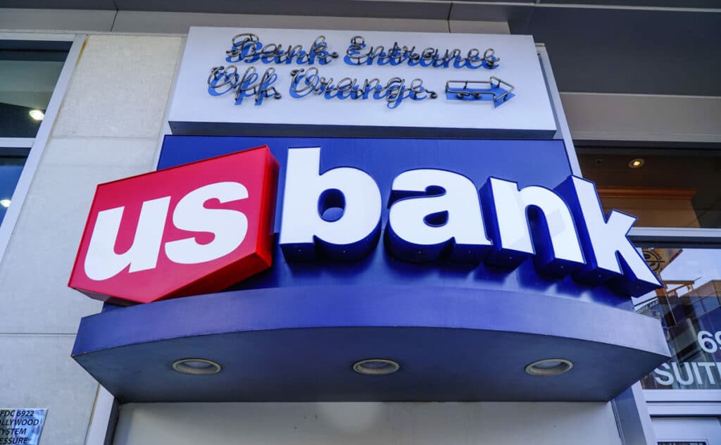Close up of US Bank signage.