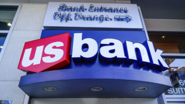 Close up of US Bank signage.