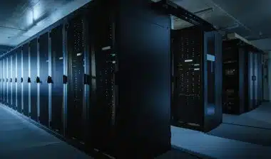 Interior of a server room with server racks, representing the Electromed data breach settlement.