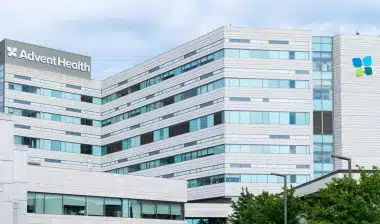 Advent Health hosipital, view over emergency ambulance entrance, representing the Advent Health data breach settlement.