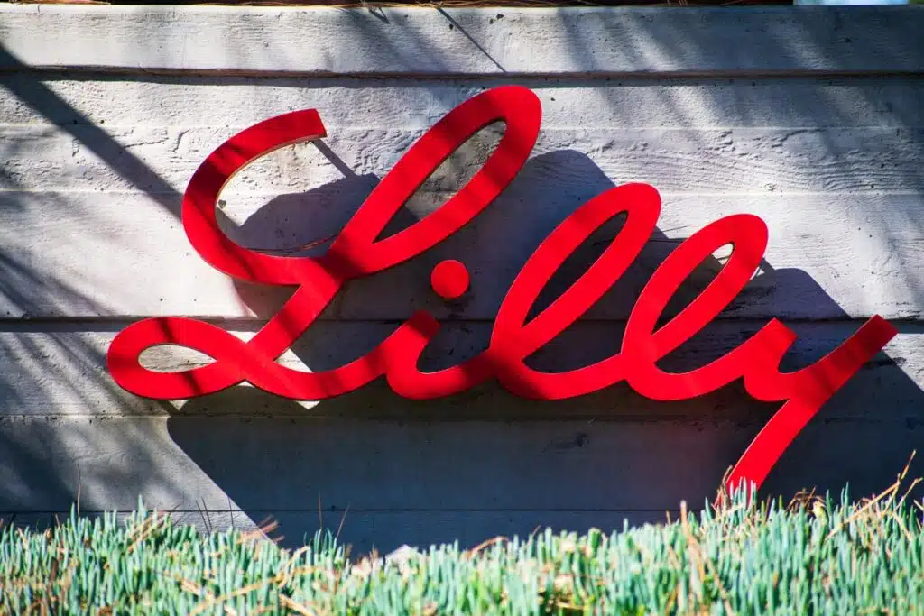 Close up of Eli Lilly signage.
