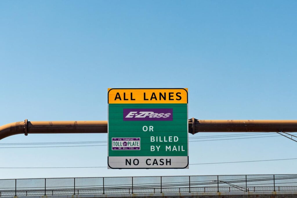 E-ZPass sign with Toll by Plate information.