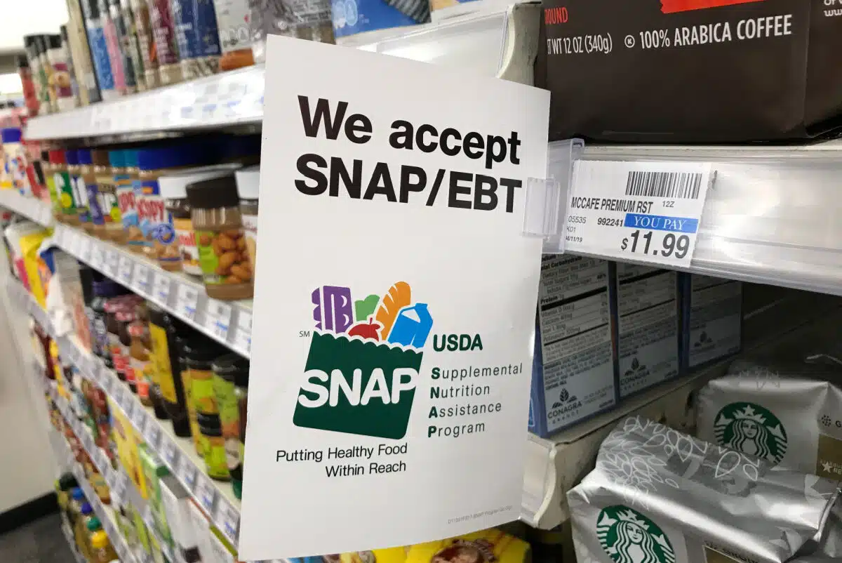 SNAP/ EBT sign on grocery store shelves