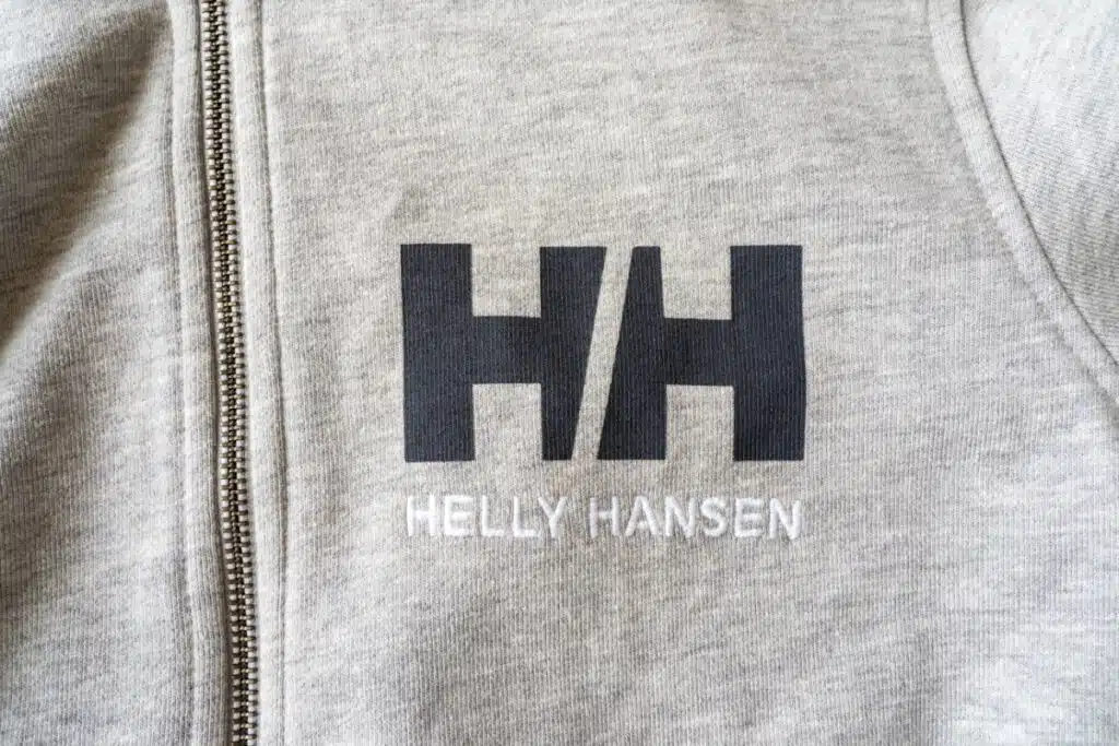 Helly Hanson logo on zip up hoodie