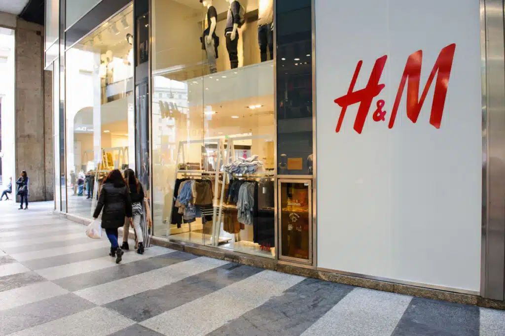 H&M sign outside H&M store inside mall